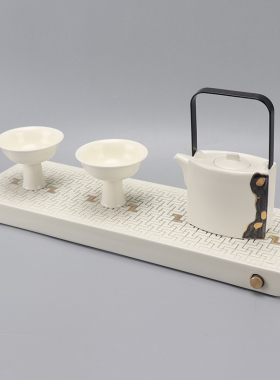 新中式简约禅意泡茶煮茶壶茶碗托盘陶瓷茶具家居客厅书房装饰品