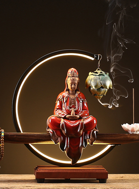 新款净瓶持瓶观音佛像禅意中式客厅玄关摆件观世音菩萨像家居装饰