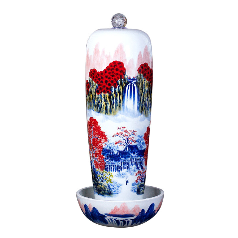 客厅鸿运当头落地喷水花瓶山水加湿器循环水陶瓷流水摆件涌泉陶罐,淘宝优惠券,粉丝福利购,淘宝优惠卷