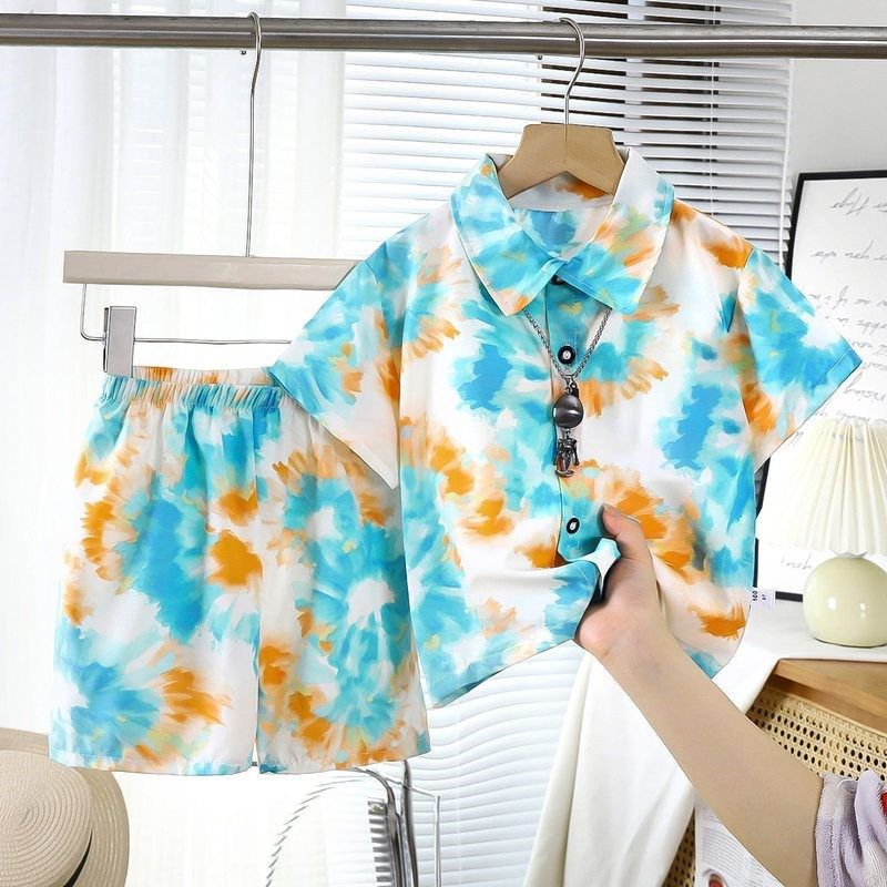 儿童纯棉套装新款短袖短裤衬衫两件套海滩风宝宝衣服男童夏季童装,淘宝优惠券,粉丝福利购,淘宝优惠卷