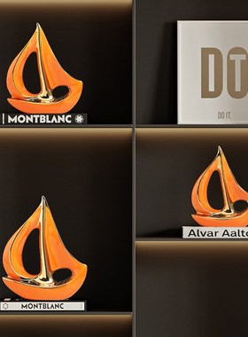 办公桌面一帆风顺帆船摆件家居饰品陶瓷客厅酒柜装饰乔迁新居礼品