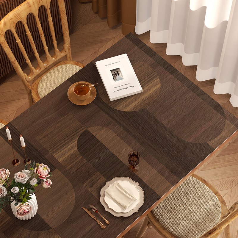 仿红木纹餐桌垫防水防油免洗桌布防烫茶几垫布台面实木桌面保护垫 - 图2