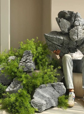 天空之城悬浮仿真石头室内软装造景泡沫假山装饰摆件悬空景观墙贴