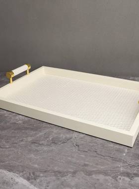 美白式色摆托盘果盘件样板房售楼1111饰部卧室书房客厅桌面玄关软