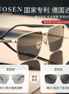 佐森墨镜超轻碳纤维男新款开车专用偏光感光变色日夜两用太阳眼镜