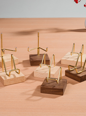 创意水晶球底座展示架奇石收纳架多功能托架盘子支架实木桌面摆件