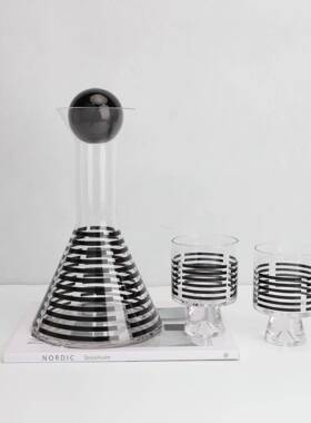 简约现代条纹玻璃酒具工0380艺品轻意奢创家餐桌洒柜居软装品摆饰