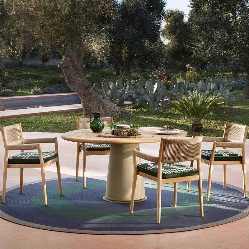 户外柚木桌椅庭院家具露台防腐木圆桌阳台藤椅花园室外藤编椅组合,淘宝优惠券,粉丝福利购,淘宝优惠卷