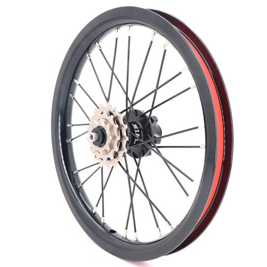 Milo Juego de ruedas con freno de disco M50 de 14 pulgadas, bicicleta plegable eléctrica 412, rueda trasera externa de tres ruedas con tracción delantera y 24 orificios, juego de ruedas de 85 mm