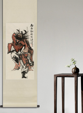 竖幅写意水墨人物国画钟馗纳福画像书房玄关中式画轴卷轴画框挂画