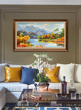 欧式客厅油画 古典风景油画 别墅大幅装饰画 手绘天鹅湖风景N264