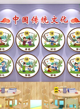 幼儿园墙面装饰传统文化墙贴环创材料主题墙成品走廊教室环境布置