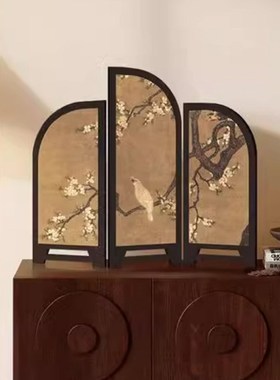 中古风茶台茶桌屏风装饰摆饰精品氛围客厅桌面入户玄关电视柜摆画