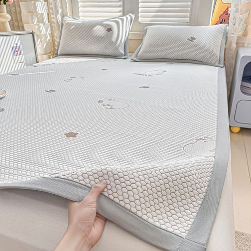 A类冰丝凉席三件套凉感空调席夏天儿童可机水洗软垫夏季学生宿舍3 - 图1