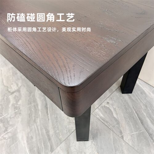 纯实木抽屉电动升降桌  四电机桌架 意式 现代极简办公书桌茶几 - 图1