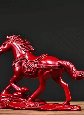 红木雕刻马摆件实木马生肖马一马当先客厅办公装饰开业乔迁送礼