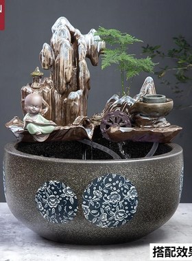 搭配鱼缸流水摆件金鱼缸喷泉加湿器循环水摆件办公室流水