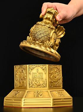 铜貔貅摆件纯铜聚宝盆开盖干坤貔貅客厅工艺礼品摆饰大号四方位金
