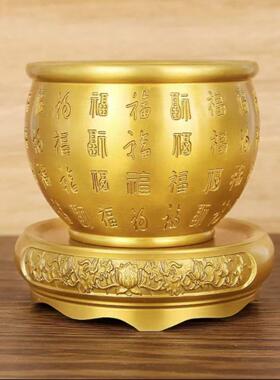 黄铜米罐白富铜缸饰品水缸聚宝盆客厅家装工艺品小铜盆存钱罐