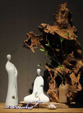 青瓷陶瓷佛像佛头禅意摆件家居装饰工艺品新中式白瓷如来东南亚