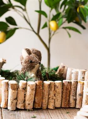 JK慕空间白桦实木栅栏室内花园围栏摆件花盆小装饰篱笆造景庭院