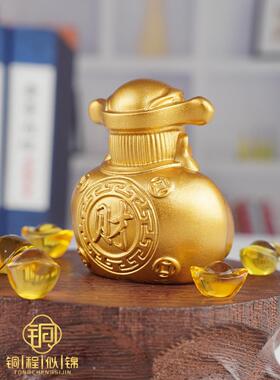 纯黄铜财神爷摆件招财家用店铺乔迁之喜金财神汽车车内饰品小摆件