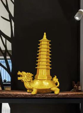 龙龟纯铜9 九层文昌塔摆件赑屃驮塔书桌面客厅吉祥工艺礼品摆饰装