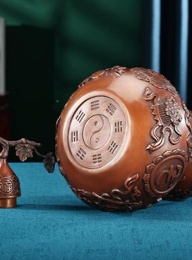 紫铜八宝葫开芦摆件八镇卦家宅葫芦开 盖空心葫芦居乔紫铜八宝迁