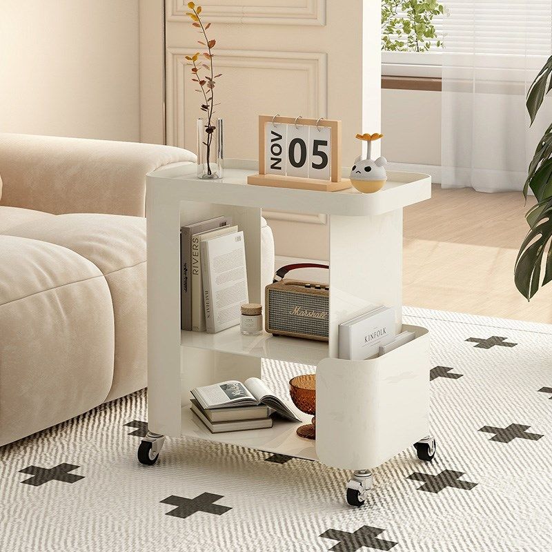 可移动奶油风边几家用客厅铁艺带轮推车茶几置物架沙发边柜高级感,淘宝优惠券,粉丝福利购,淘宝优惠卷