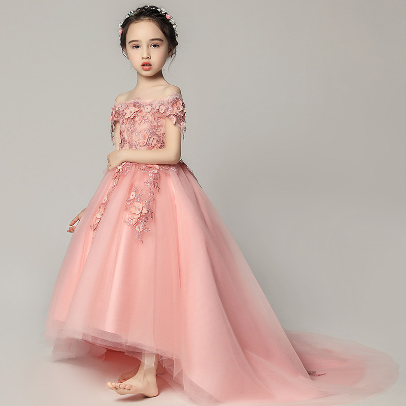 儿童晚礼服公主裙女童婚纱小花童拖尾钢琴演出服小主持人蓬蓬纱夏,淘宝优惠券,粉丝福利购,淘宝优惠卷