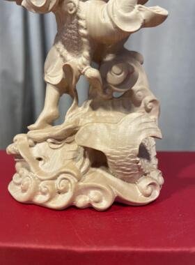 黄杨木雕实木雕刻魁星爷点斗站鳌鱼金榜题名文玩收主文事考运摆件