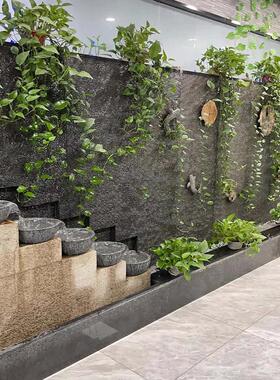 庭院办公室成品水幕墙流水景观房客厅室外庭院鱼塘石流水景观墙