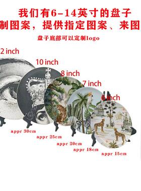 可爱的鸟猫头鹰插图艺术盘子陶瓷盘子斯堪的纳维亚圆形装饰挂盘餐