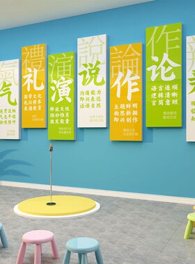 口才教室装饰播音小主持人舞台背景布置培训班机构环创文化墙面贴