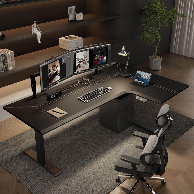 转角电13523动升降桌l型木拐角面工作书桌家用电竞电脑台桌实办皮,淘宝优惠券,粉丝福利购,淘宝优惠卷