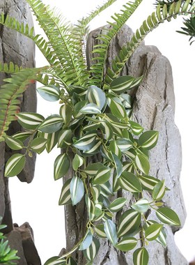 仿真石头假树样板房售楼处景观装饰造景假山迎客松石抱松庭院摆件