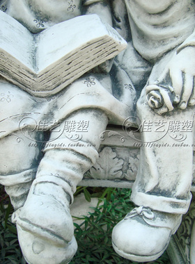 欧式玻璃钢人物雕塑艺术品客厅户外落地摆设可定制作看书情侣亲嘴