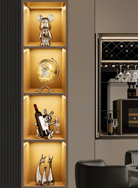 兔子红酒架装饰品客厅乔迁礼物电镀银轻奢餐边柜酒托酒柜兔年摆件