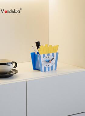 Mandelda薯条创意时钟家居玄关摆台式座钟客厅卧室桌面装饰品摆件