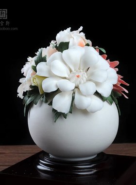 百花齐放陶瓷家居装饰玄关厨柜博古架办公桌白瓷瓷器工艺品摆件