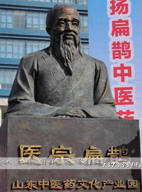 铸铜人物铜雕像玻璃钢仿铜扁鹊人物雕塑四大名医之一雕塑景观