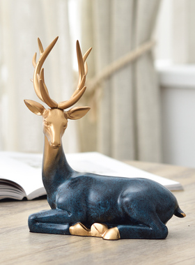 创意鹿摆件客厅家居酒柜电视柜玄关装饰品工艺品开业礼品招财桌面