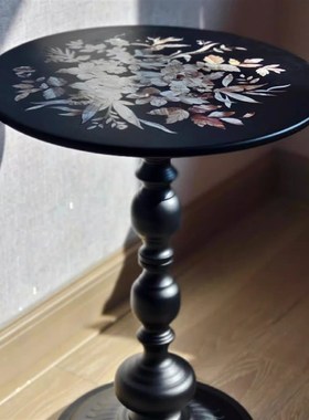 中古风客厅茶几落地摆件高级感装饰品阳台小圆桌沙发边柜茶台桌子