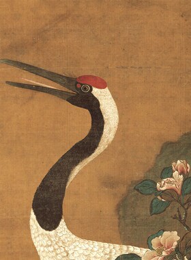 明 童垲 松鹤延年图高清国画花鸟高清微喷复制贺寿送礼家用卷轴画