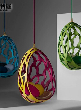 创意编织玻璃钢吊椅家居装饰摆件客厅工艺品时尚百搭艺术造型