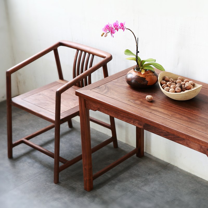 未来日记 实木茶桌阳台桌小桌黑胡桃家具边桌条案方桌原木风桌 - 图2