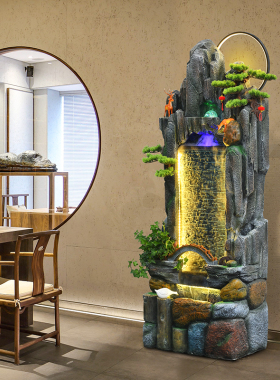 中式假山流水喷泉摆件落地山水屏风庭院客厅装饰循环水景观水幕墙