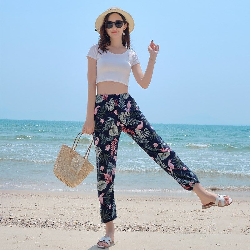 大码绵绸睡裤女夏人造棉绸宽松灯笼裤大象防蚊裤度假沙滩长裤新款,淘宝优惠券,粉丝福利购,淘宝优惠卷