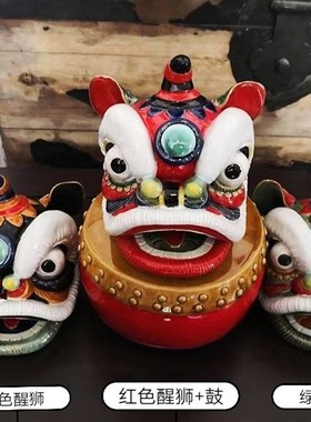 石湾陶瓷公仔舞醒狮汽车载小摆件旅游手信店铺开业送礼招财动物
