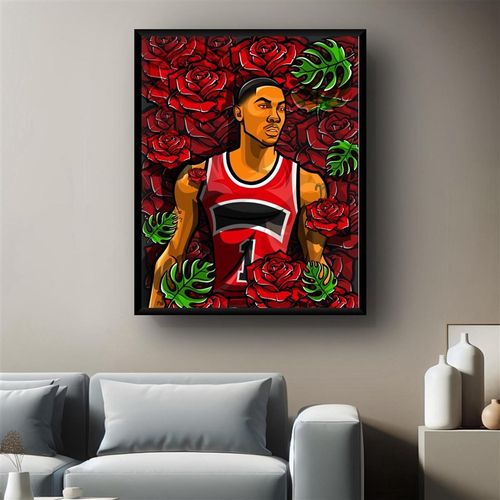 罗斯艺术装裱挂画创意球衣卧室装饰房间摆画空白墙壁画相框风城玫 - 图2